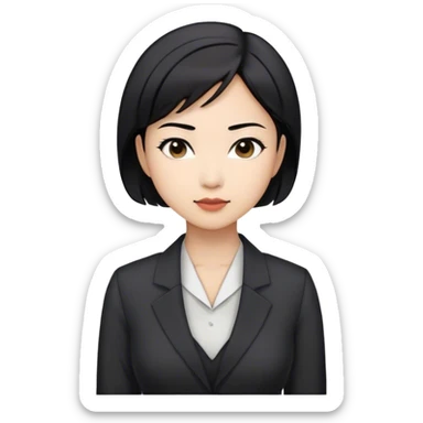 an asian female lawyer with short black hair, in a business outfit sticker