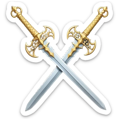 Two Golden royal swords with gold blades and gold handel sticker