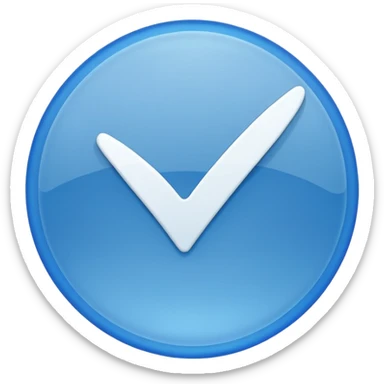 A blue circle with am inner tick sticker