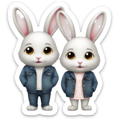 two stylish cute bunnies in love sticker