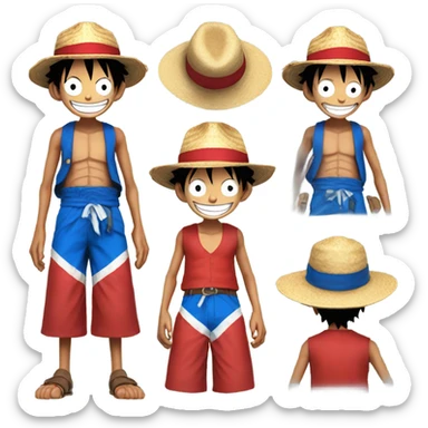 Monkey d luffy with blue face sticker