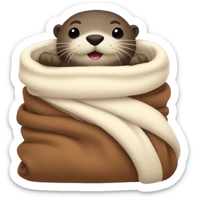 otter cozy in blanket sticker
