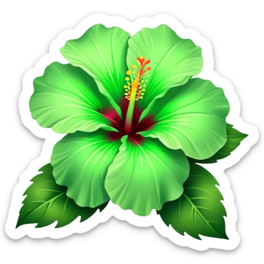 green hibiscus flower sticker