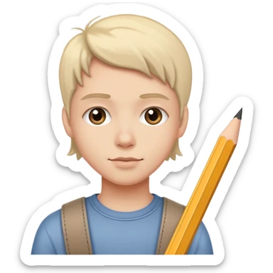 portre skecth on sketch book, with pencil sticker