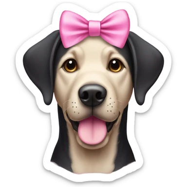 black labrador dog with pink bow on head sticker