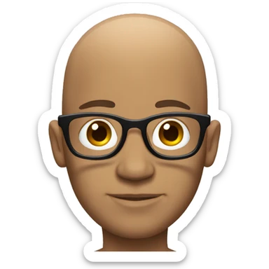 Bald guy wearing glasses with hair on the side sticker