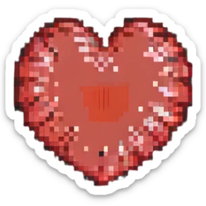 classic bright red pixel art heart reminiscent of iPhone emoji sticker