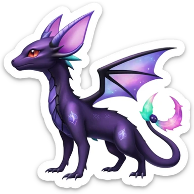 Shiny Ethereal Celestial Nebulae Salandit-Noivern-Espeon-Hybrid (Full body) sticker