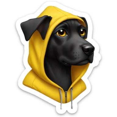 black tine dog with yellow hoodie sticker