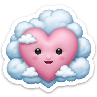 pink heart with clouds no face sticker