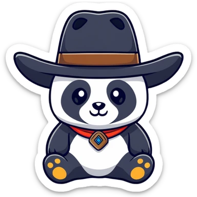 panda with  cowboy hat sticker