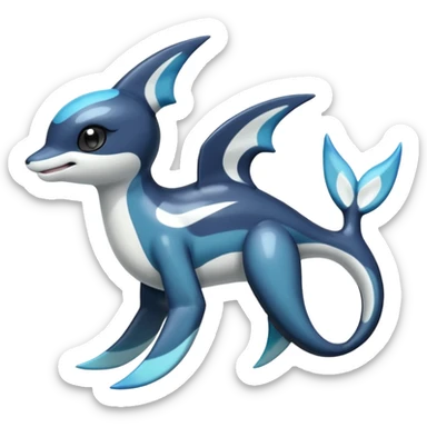 Black and white smooth glossy soft hot Meloetta-Dialga-Orca-Vaporeon-Umbreon-Pokémon-Fakémon-fusion-hybrid-creature (full body), 4-legged,  sticker