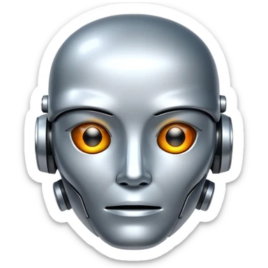 simple AI robot face with digital expression sticker