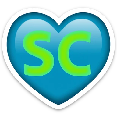 Blue and green heart with a S and C sticker