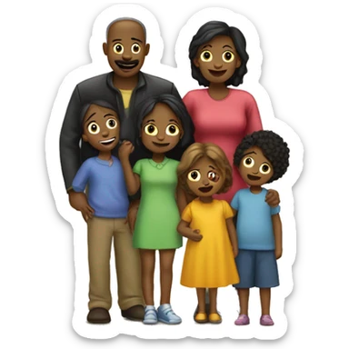 une famille noir de 3 enfants et 2 parents sticker