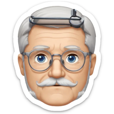 Create me an emoji of an old man. Gray short size hair. Gray beard. Glasses. Blue eyes sticker