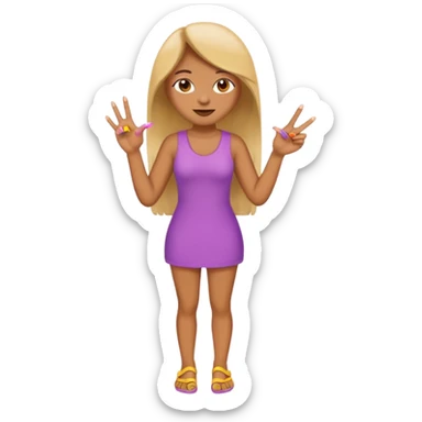 full body realistic emoji girl with fingernails sticker
