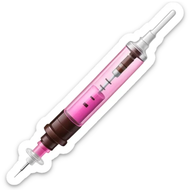 pink and dark brown syringe sticker