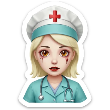 zombie nurse female with nurse hat and scrubs sticker