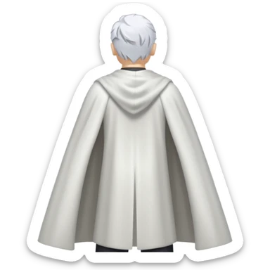 fullbody in frame silverhair god ZEUS, white cape, standing still backview sticker