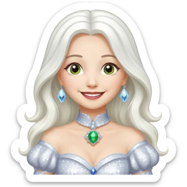 The Good Witch from The Land of Oz with long white hair, white sequin outfit sticker
