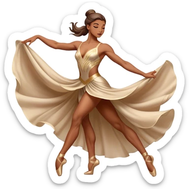 Cinematic Realistic Dance Poses, an elegant dancer mid-motion, muscles tensed with control, soft fabric of their attire flowing with movement, dramatic lighting highlighting the graceful lines, glowing with passion and poise. sticker