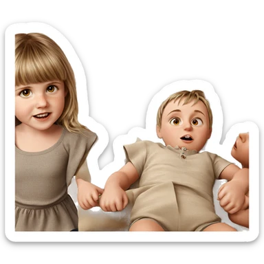 realistic portrait of girl and boy sticker