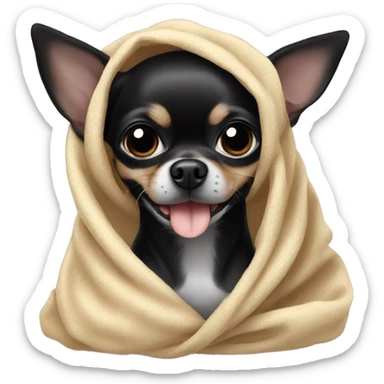 Black chihuahua in blanket sticker