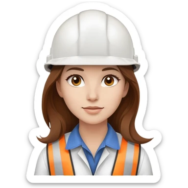 Female engineer with white safety helmet and long hair sticker