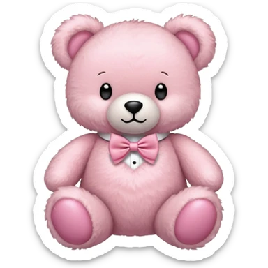 light pink teddy bear with pink bow tie sticker