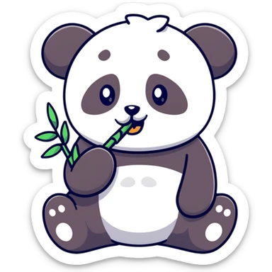 Adorable panda eating bamboo sticker