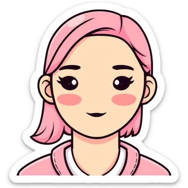 me wearing pink blush sticker