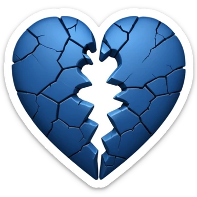 Emoji de corazón azul  oscuro roto ala mitad  sticker