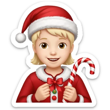 Chiklder with candy canes celebrating Christmas sticker