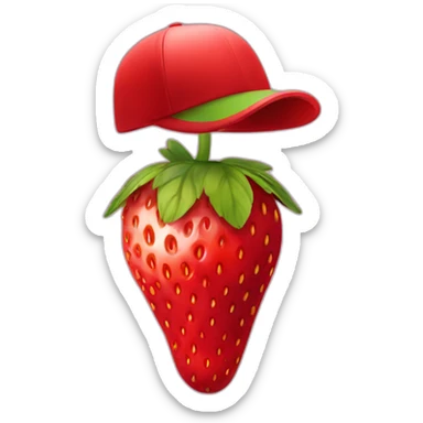 strawberry with a cap eating a strawberry sticker
