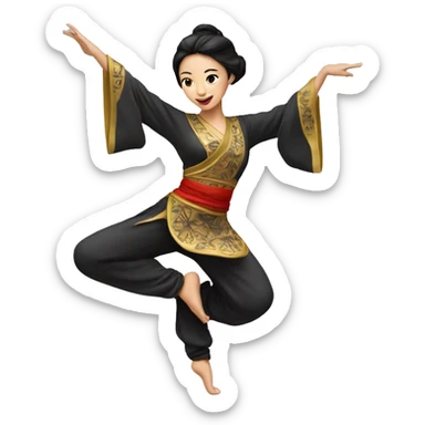 Oriental brunette woman dancer  sticker