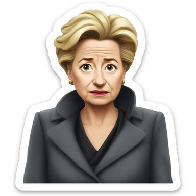 photorealistic Ursula von der Leyen sad sticker