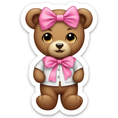 Teddy bear with pink bow and cute clothes sticker