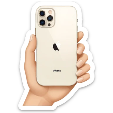 Hand holding iphone 12 sticker