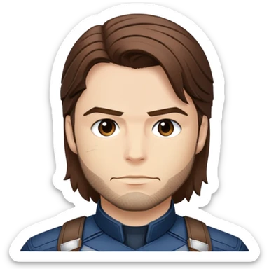 bucky barnes portrait marvel, brown hair from captain america: civil war sticker