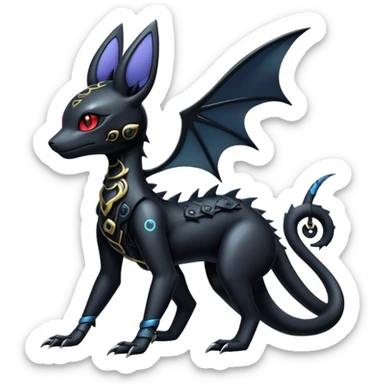 Shiny Dark Cute Majestic Sophisticated Modern Gothic Gloomy Futuristic Scaly Cyber-Salandit-Umbreon-Delcatty-Hybrid (Full body) sticker