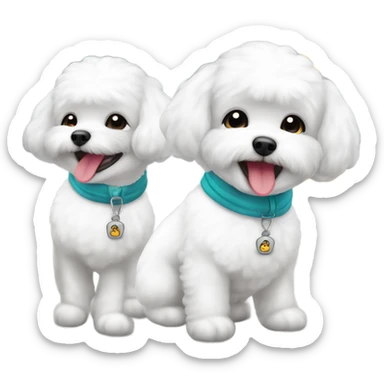 A cute and happy bichon frise with hair in a bun Asian woman at the airport  sticker