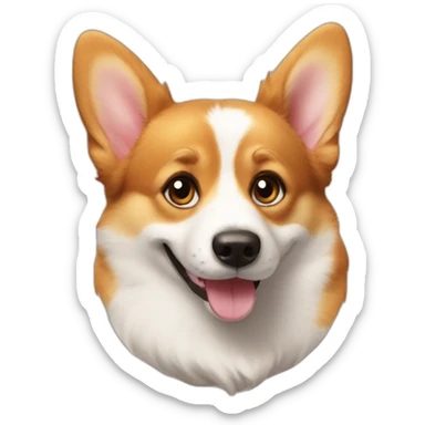 corgi is very happy with the cat sticker