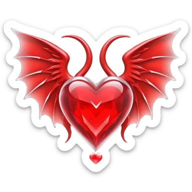 small succubus wings, cryhstal heart  sticker
