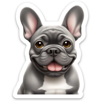 Grey French bulldog throwing a football sticker