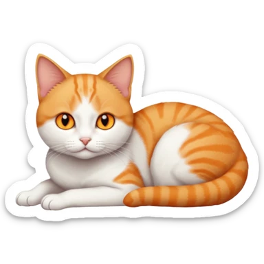 full body tiny short hair ginger and white cat with orange eyes lying down sticker