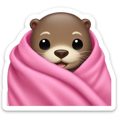 otter cozy in pink blanket sticker