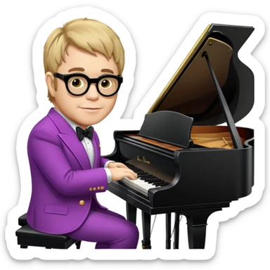 Elton John playing piano sticker