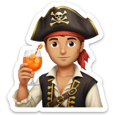 a young pirate drinking aperol spritz cocktail sticker