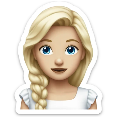 blonde girl blue eyes in white dress sticker